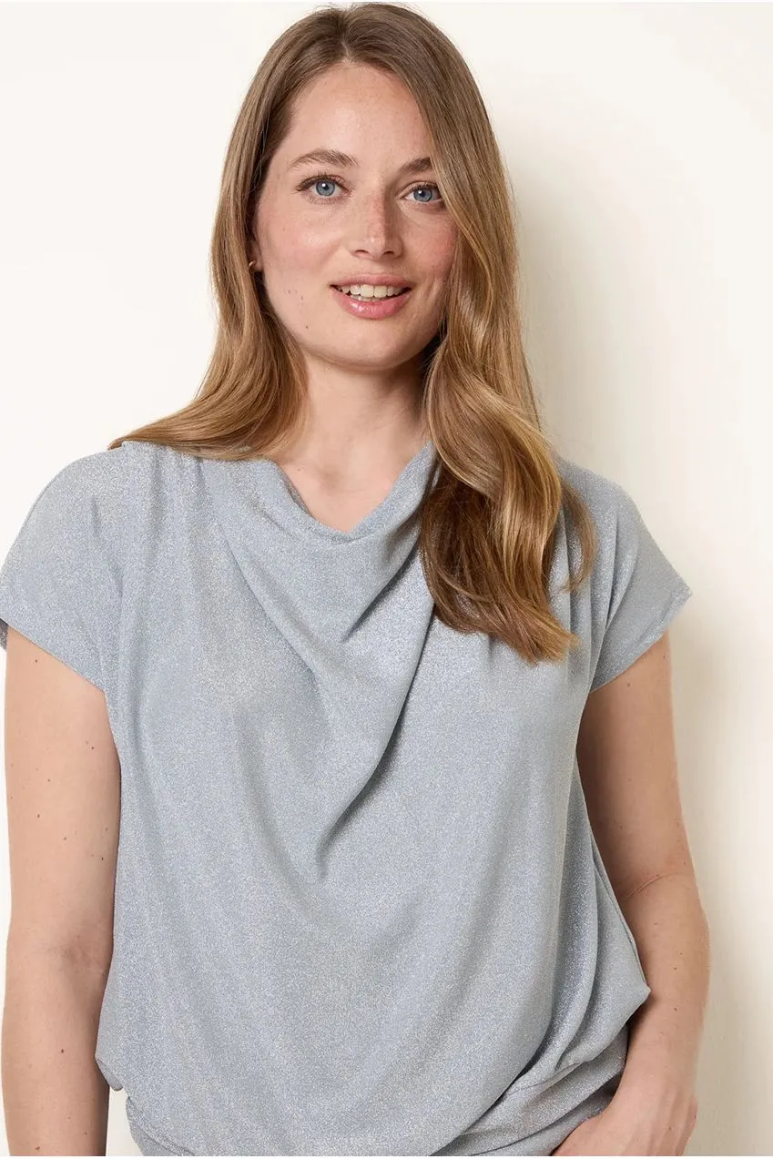 Blue Vanilla Lurex Metallic top blu S/M elasticizzato