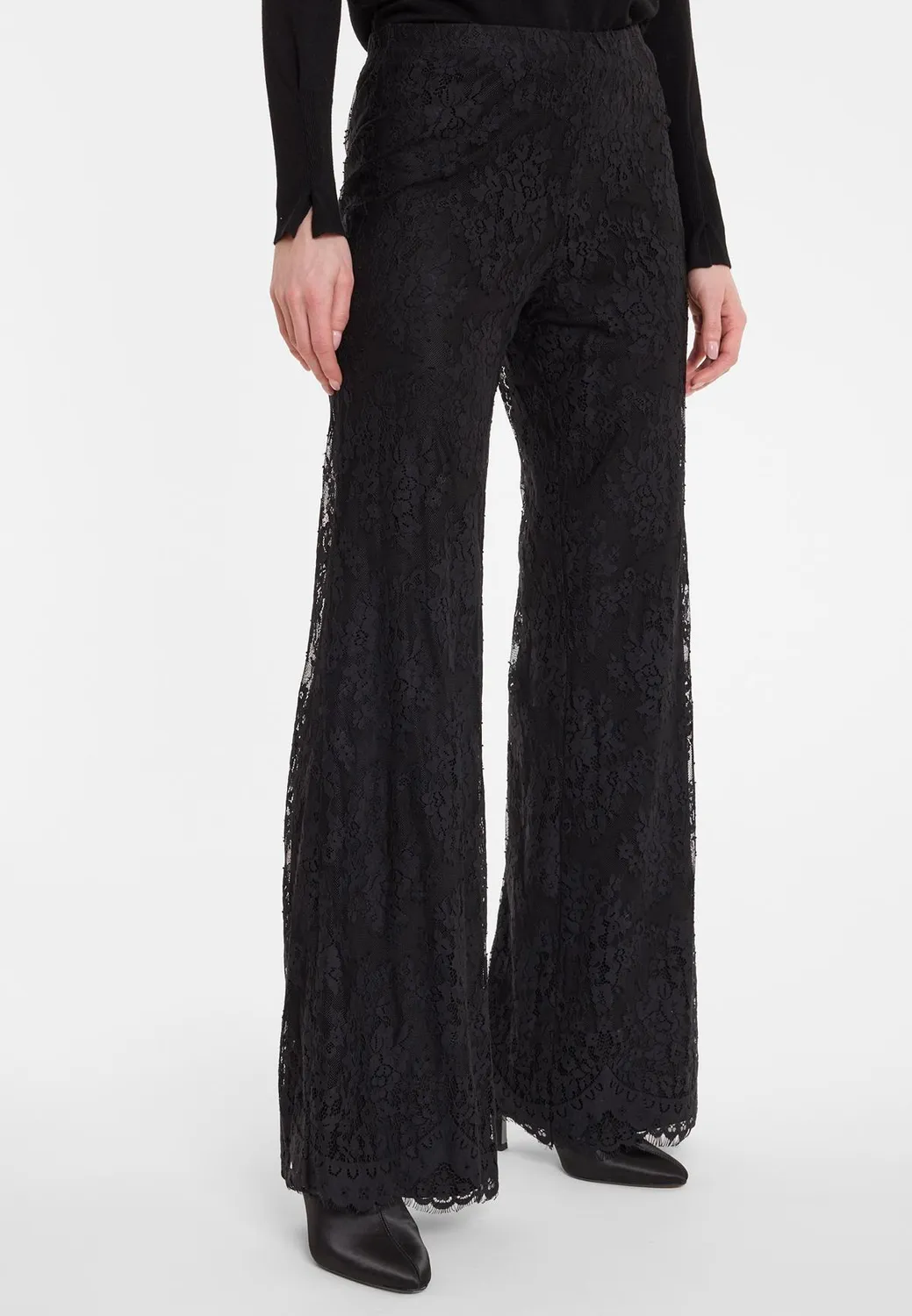 Ana Alcazar Abisea pantaloni in pizzo neri svasati