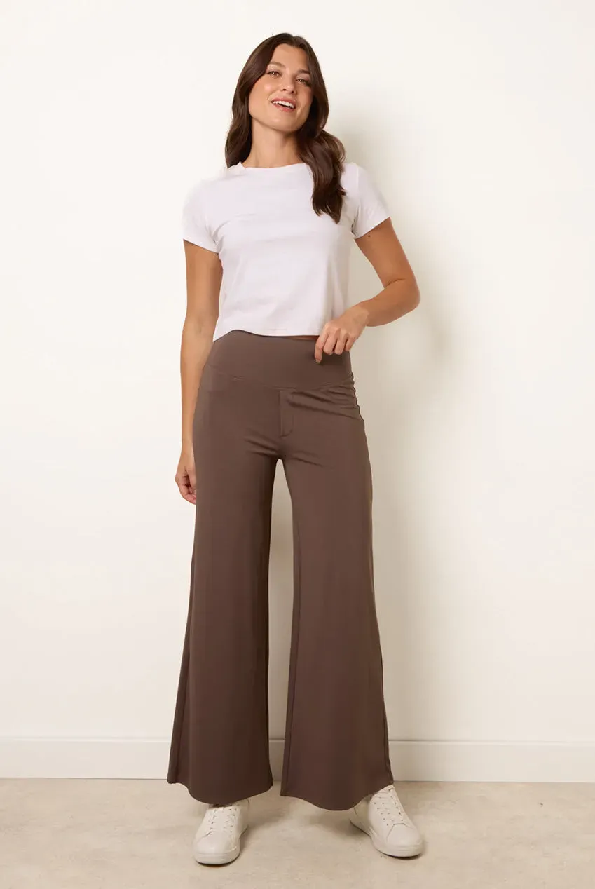 Blue Vanilla Wide Leg Soft Touch pantaloni cioccolato L elastico