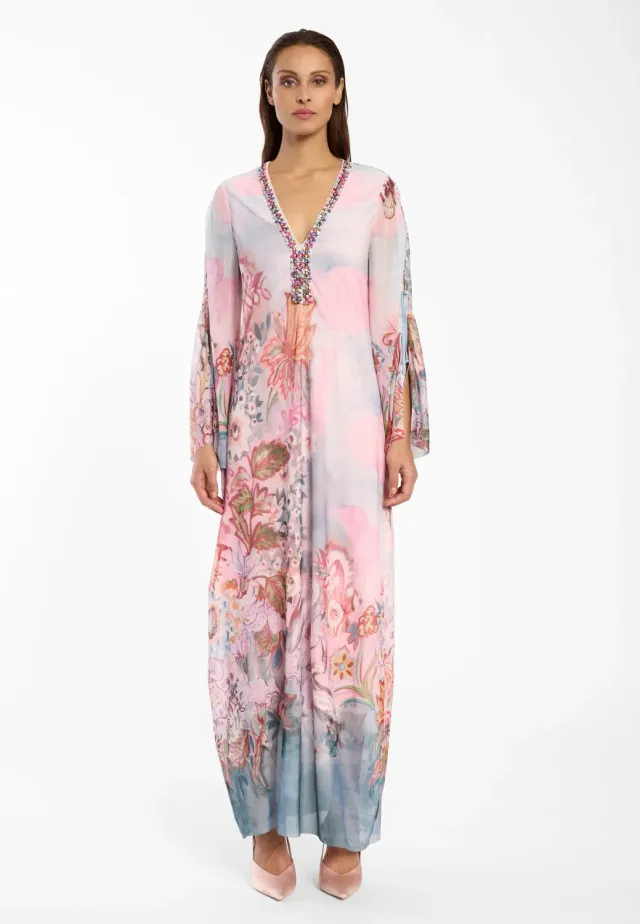 Ana Alcazar Desia vestito caftano maxi floreale