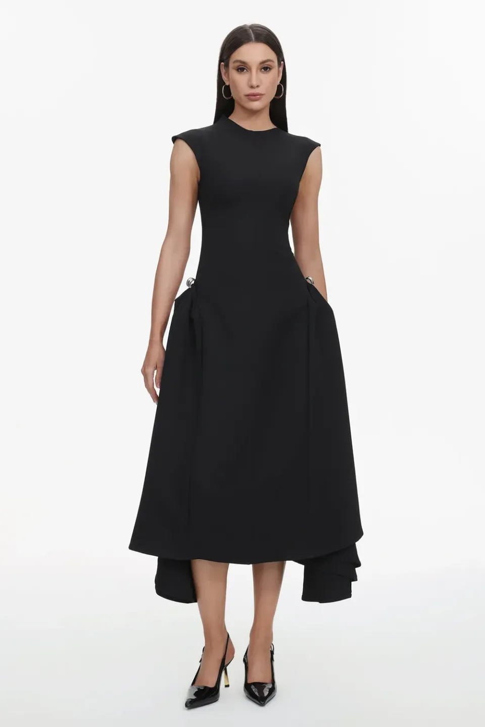 Bella Barnett Paca Choker abito maxi nero smanicato
