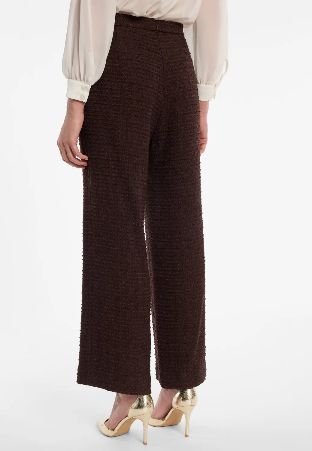 Ana Alcazar Enaraya pantaloni cropped marrone bouclé