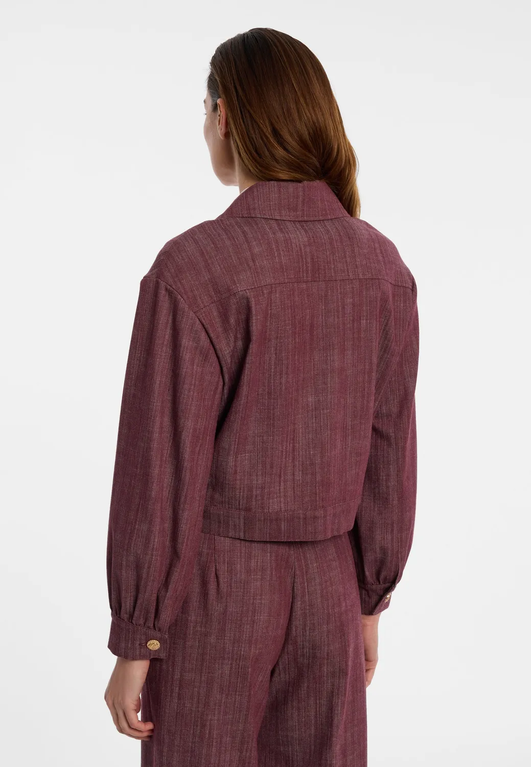 Ana Alcazar Enlisary giacca jeans corta bordeaux