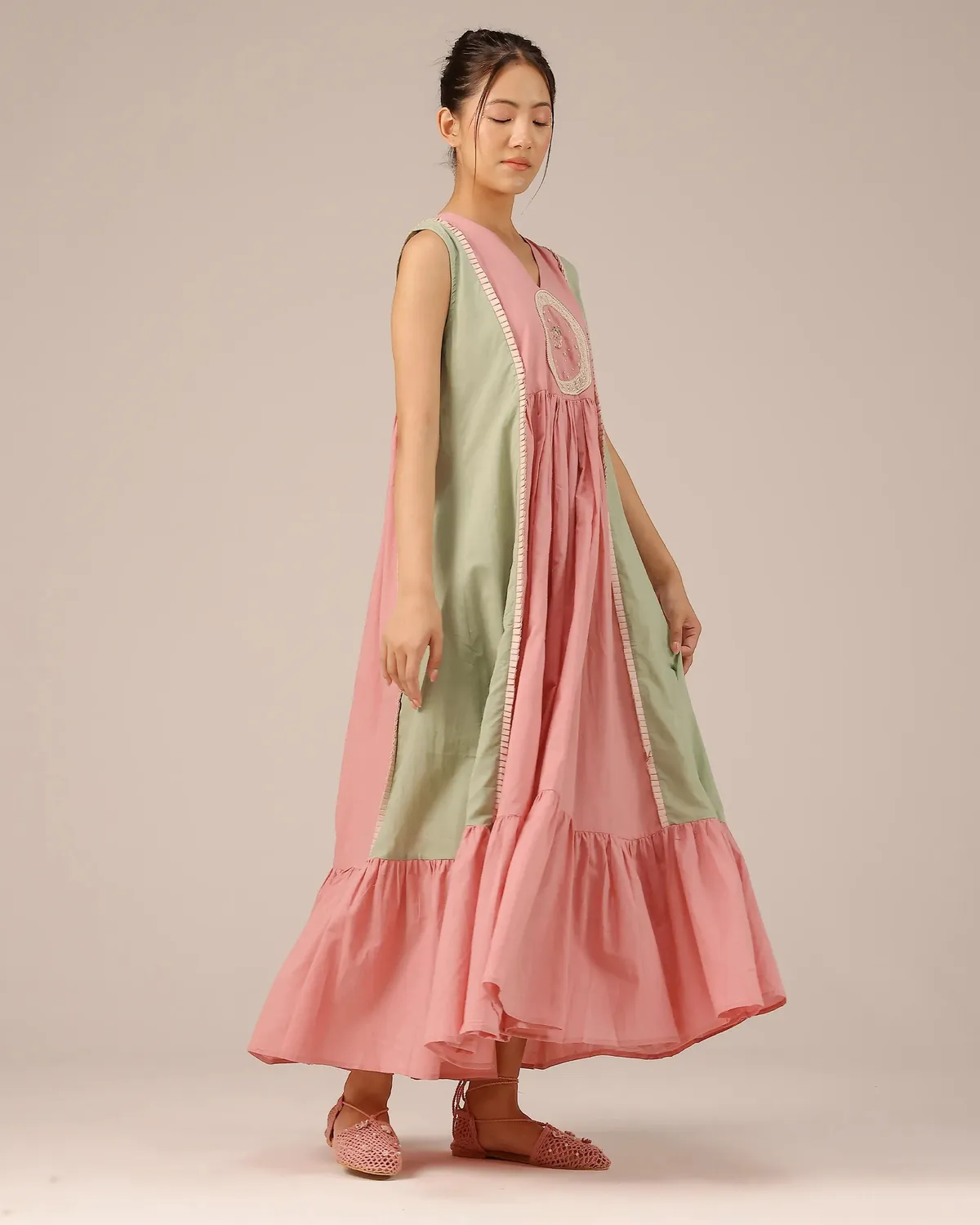 Our Dve Merry Berry completo abito giacca verde organza