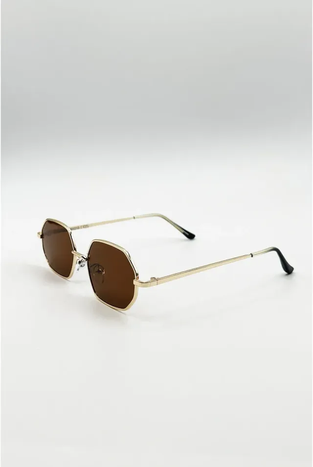 SVNX Oval Occhiali da sole oro marrone metallo