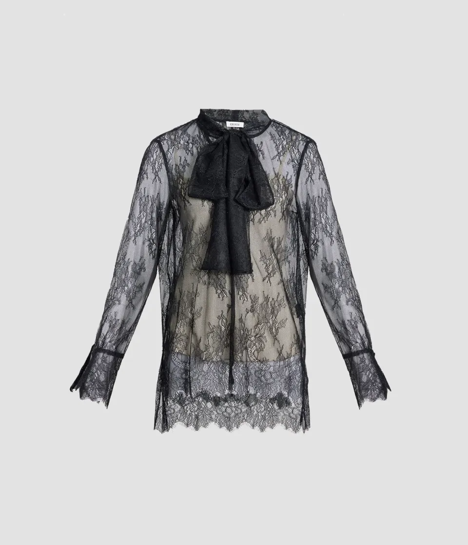 Erdem Floral Lace camicia pizzo collo fiocco