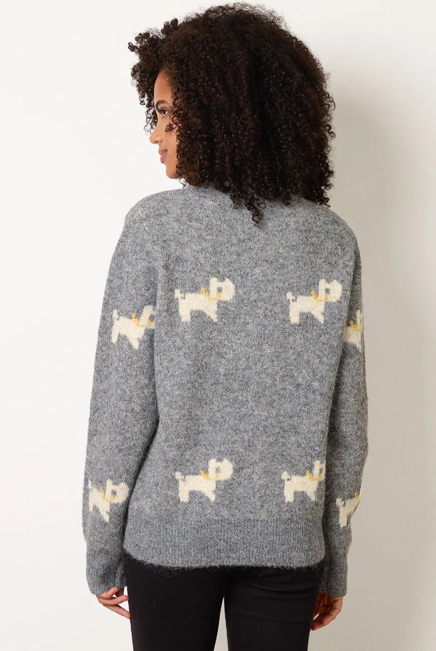 Blue Vanilla cardigan cane grigio con fiocchi lana