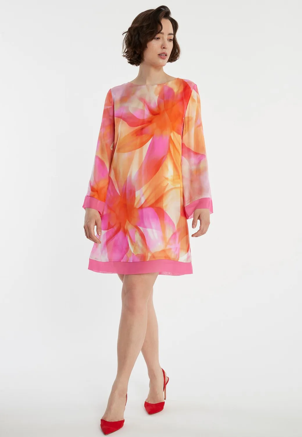Ana Alcazar Zawoni abito tunica floreale arancio rosa