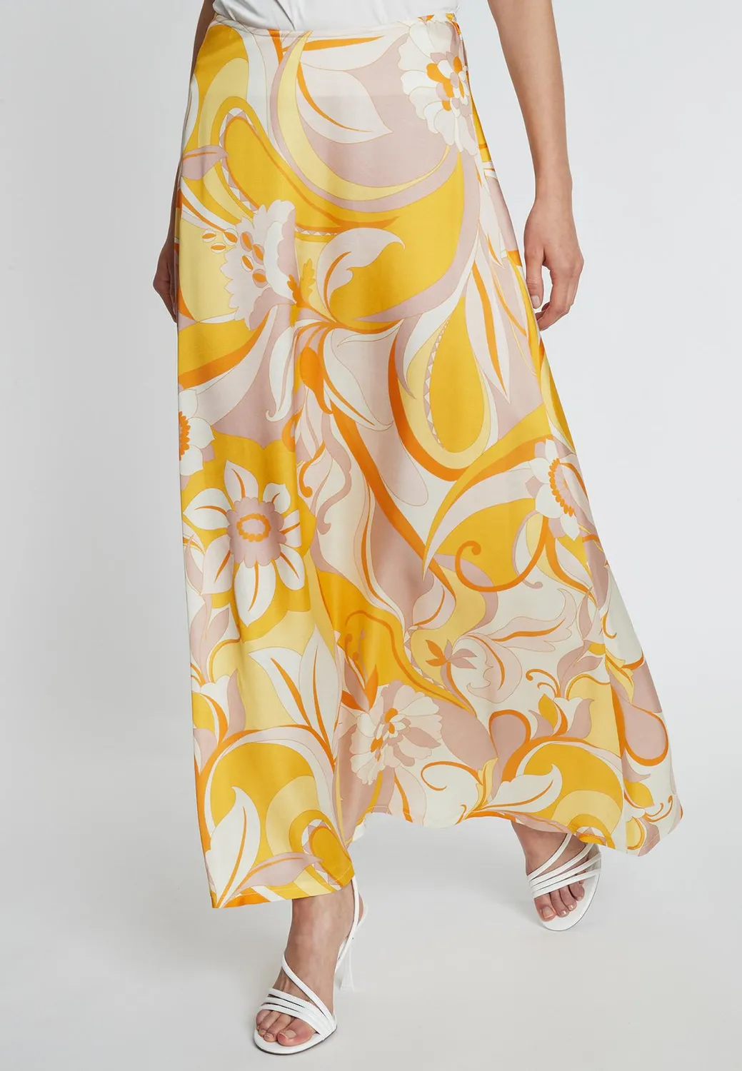 Ana Alcazar Redila gonna lunga satin bianco giallo