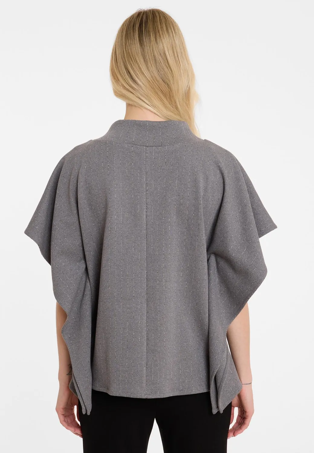 Ana Alcazar Antesa top grigio lurex gessato