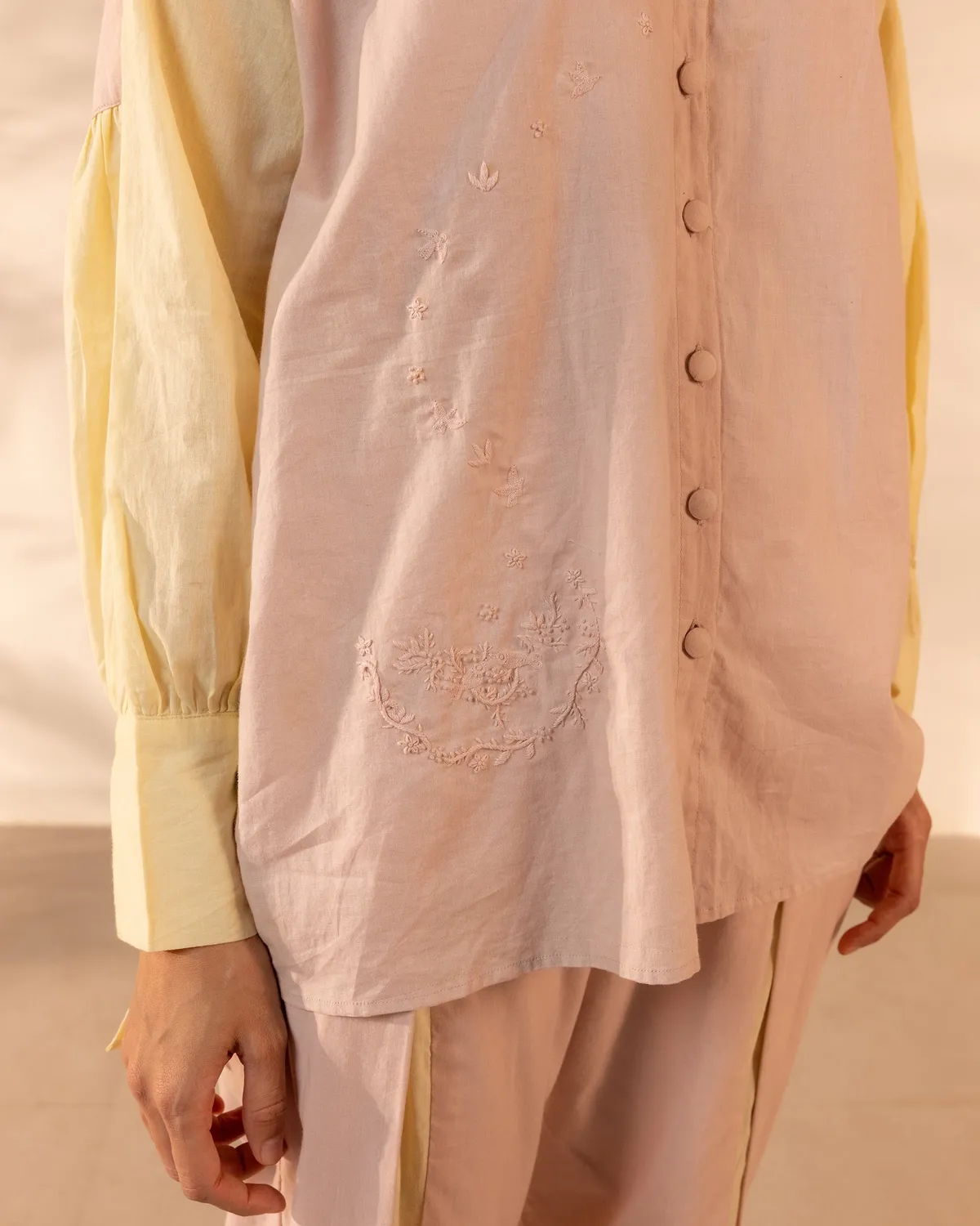 Our Dve Breeze Set co-ord rosa giallo cotone