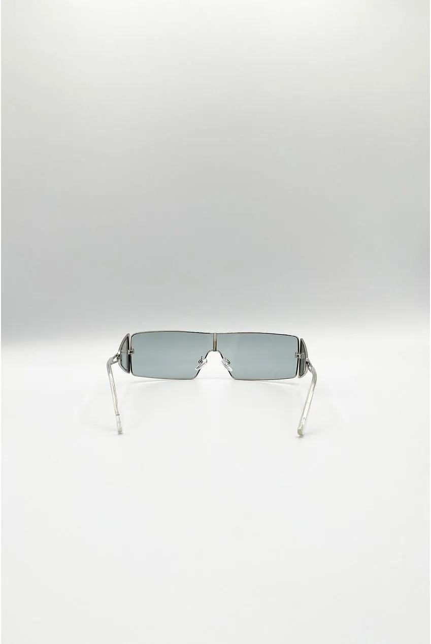 SVNX Flattop occhiali sole rettangolari argento metallo