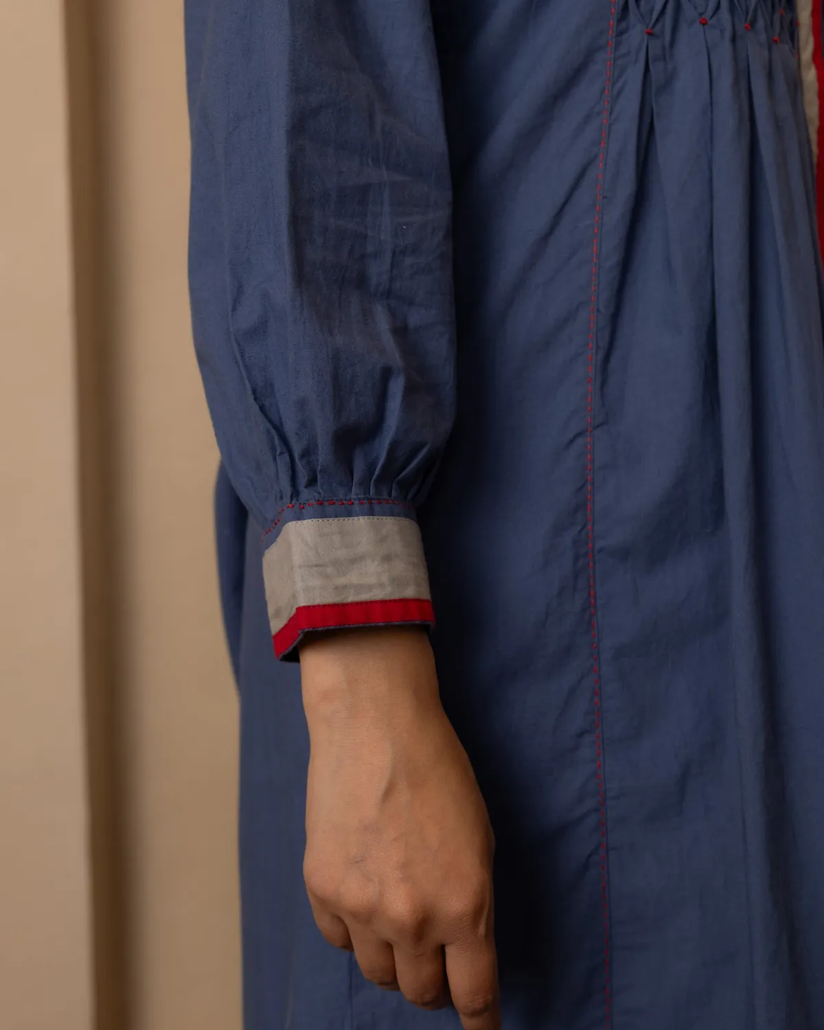 Our Dve Sage Dress abito lungo blu nautico popeline