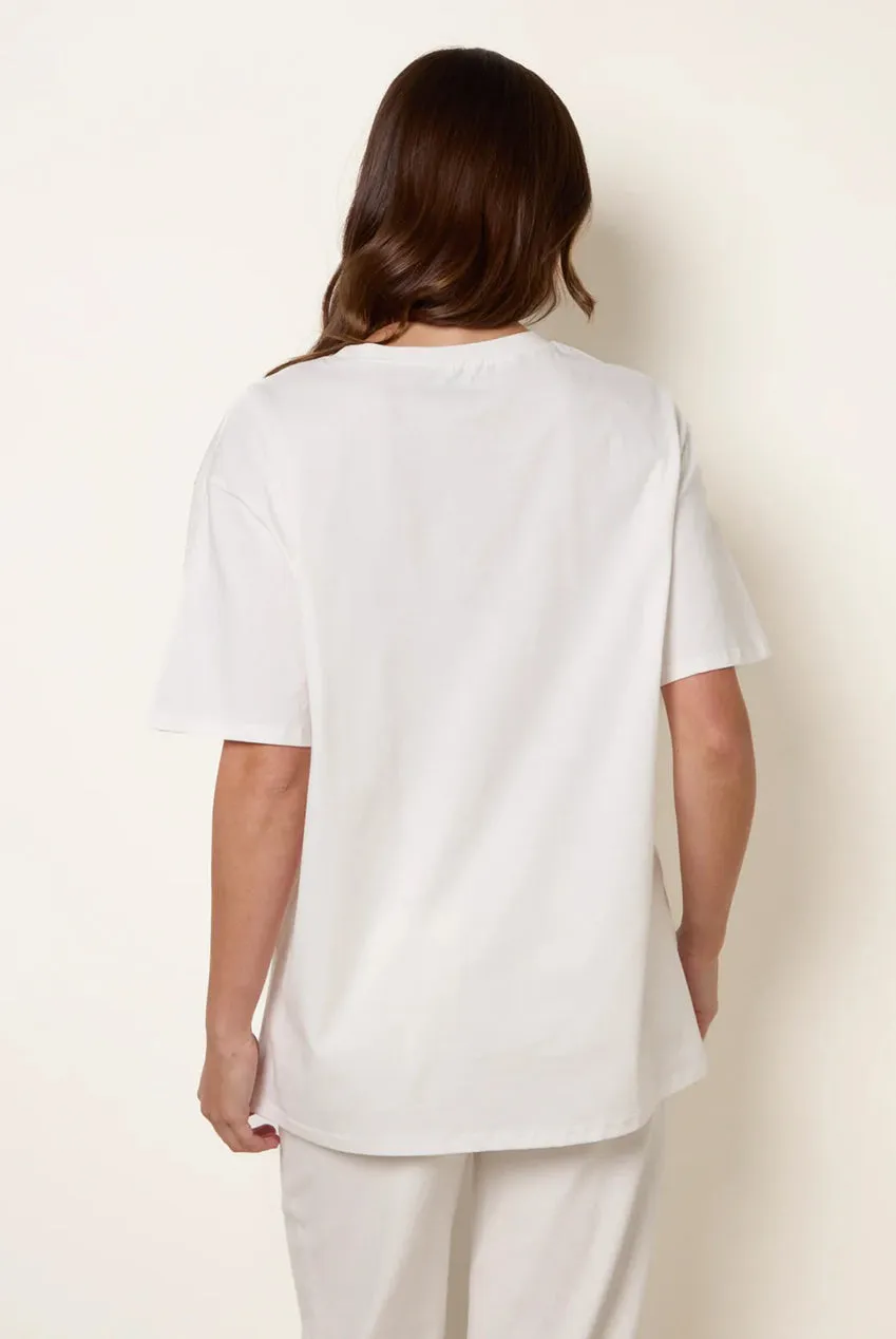 Blue Vanilla Mandarini t-shirt avorio stampa oversize cotone