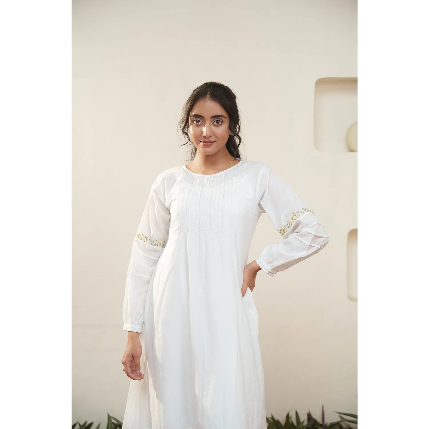 Our Dve Capsule 16 Abito Midi Cotone Bianco 51 Pollici