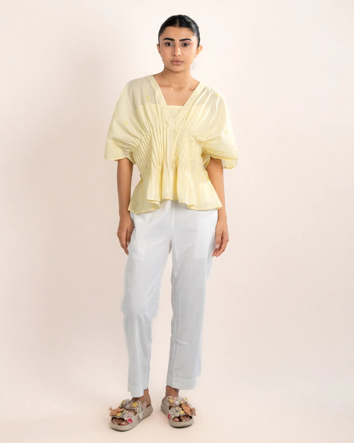 Our Dve Eira top cotone giallo limone 2 pezzi