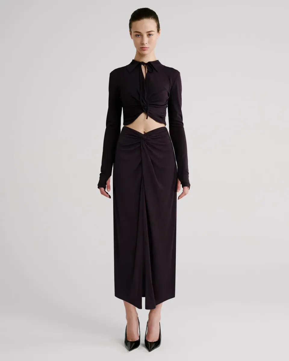 Violante Nessi Eiza Crop Top marrone in jersey
