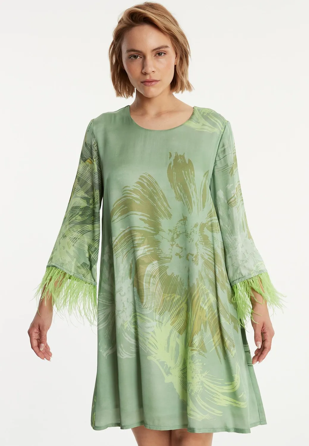 Ana Alcazar Zegali abito tunica satin verde