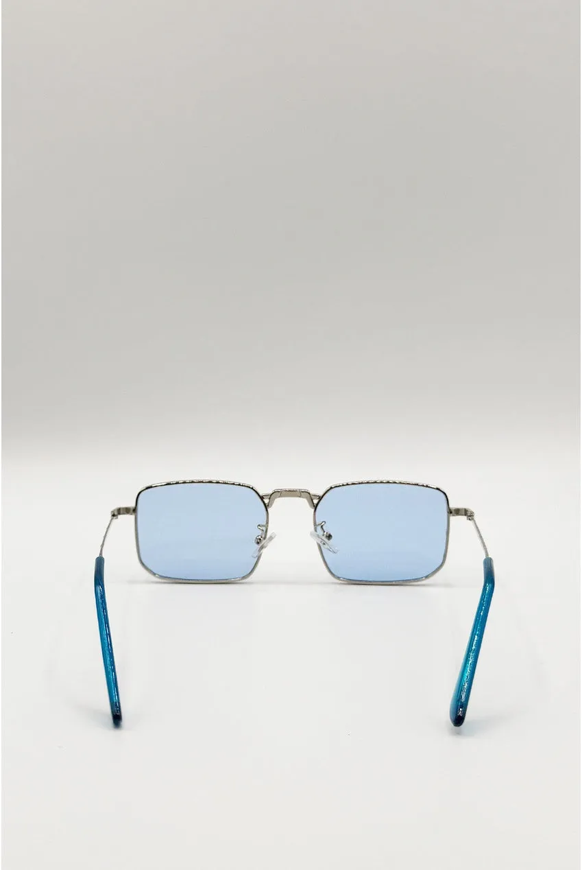 SVNX Vintage Metal Square occhiali sole blu