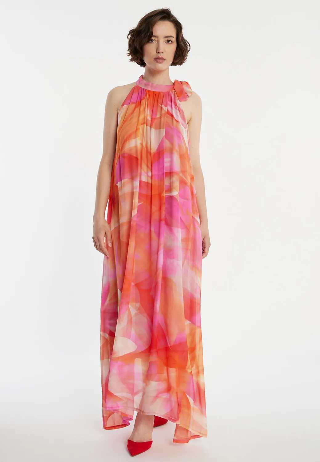 Ana Alcazar Zelia abito lungo chiffon floreale halter