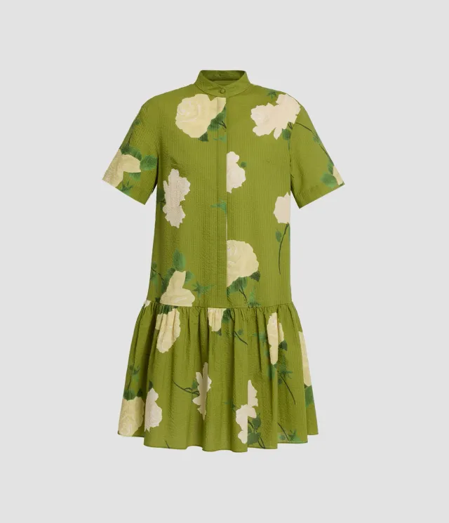 Erdem mini abito seersucker floreale manica corta svasato