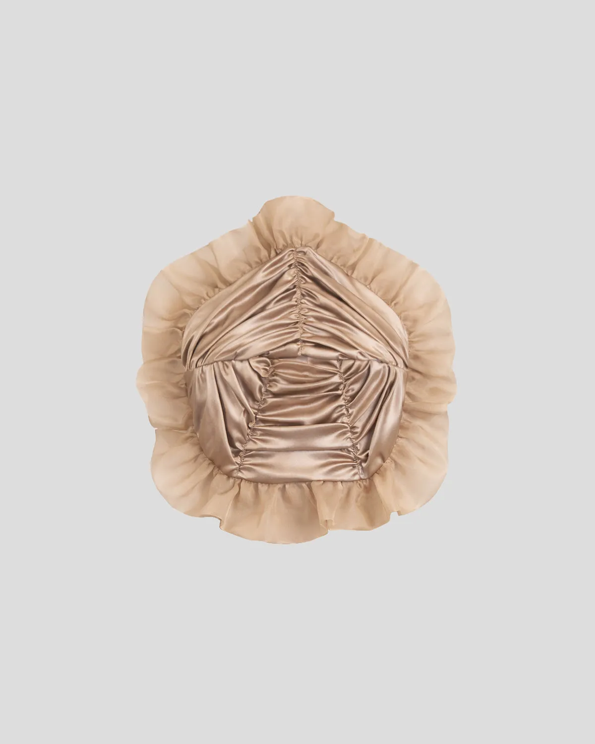 Violante Nessi Royal top beige seta satin e organza