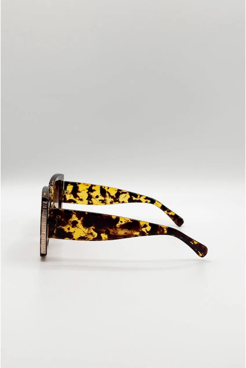 SVNX Oversized Square Occhiali da sole tartarugati UV400