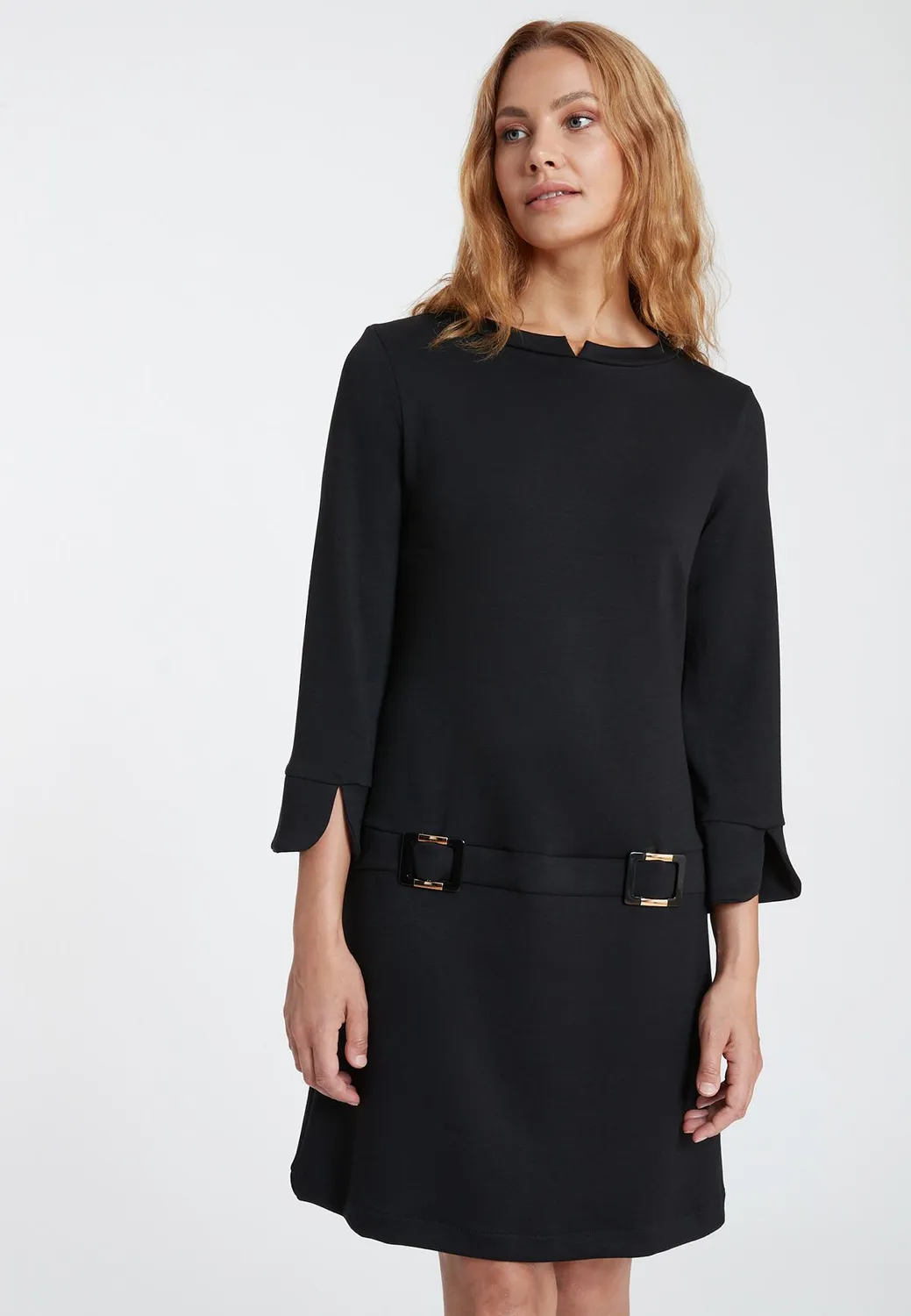 Ana Alcazar Seala abito jersey nero stile sixties