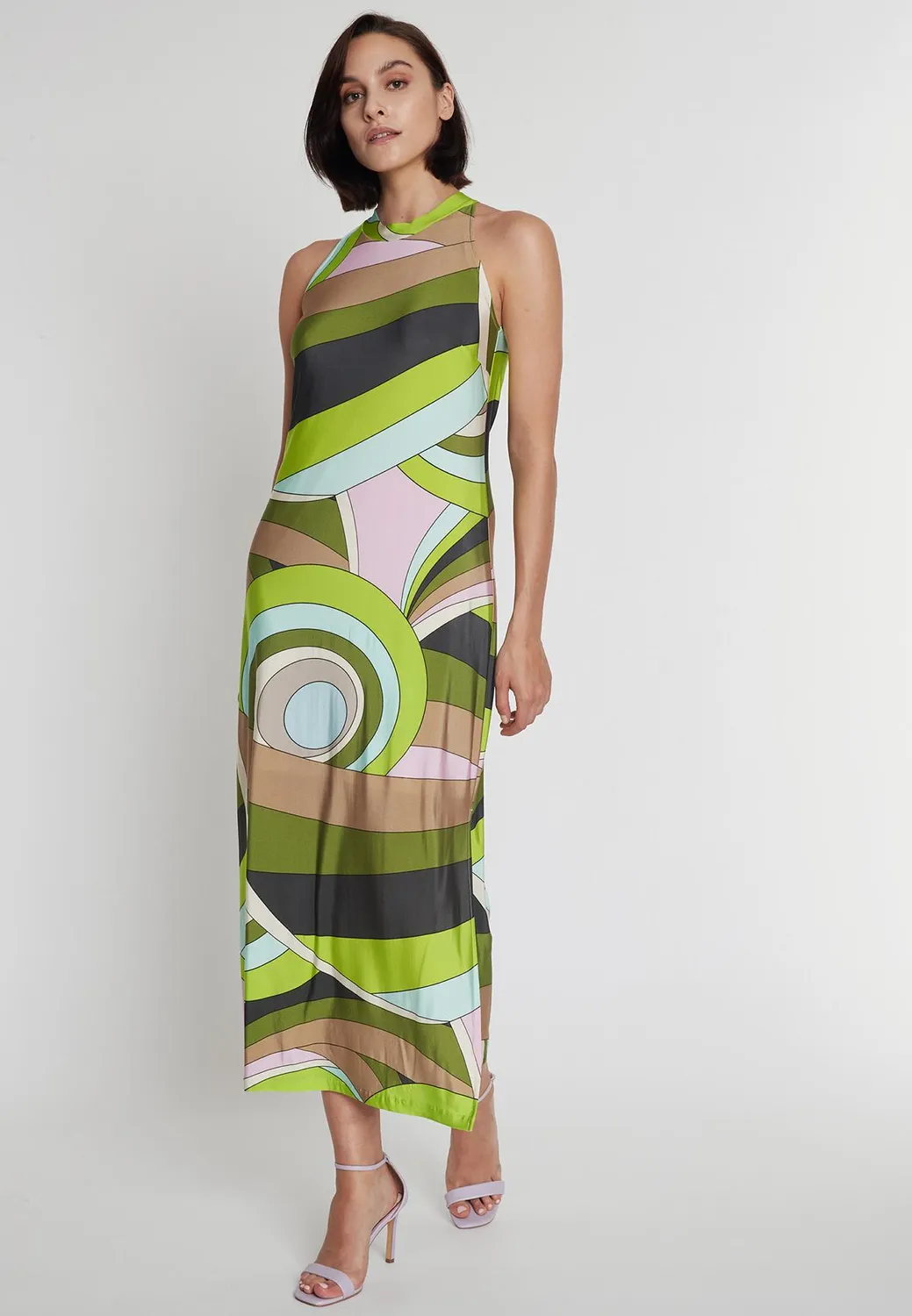 Ana Alcazar Pirtea abito maxi neckholder fantasia
