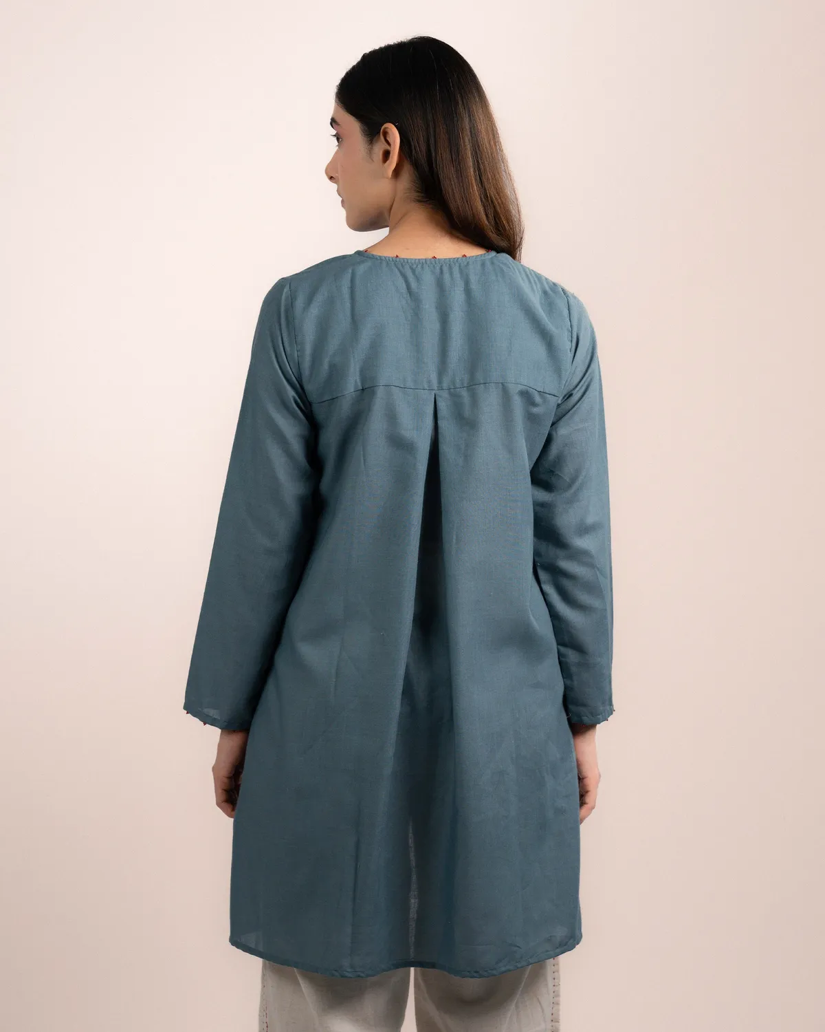 Our Dve Luna Top Normandy Blue Modal Orlo Asimmetrico