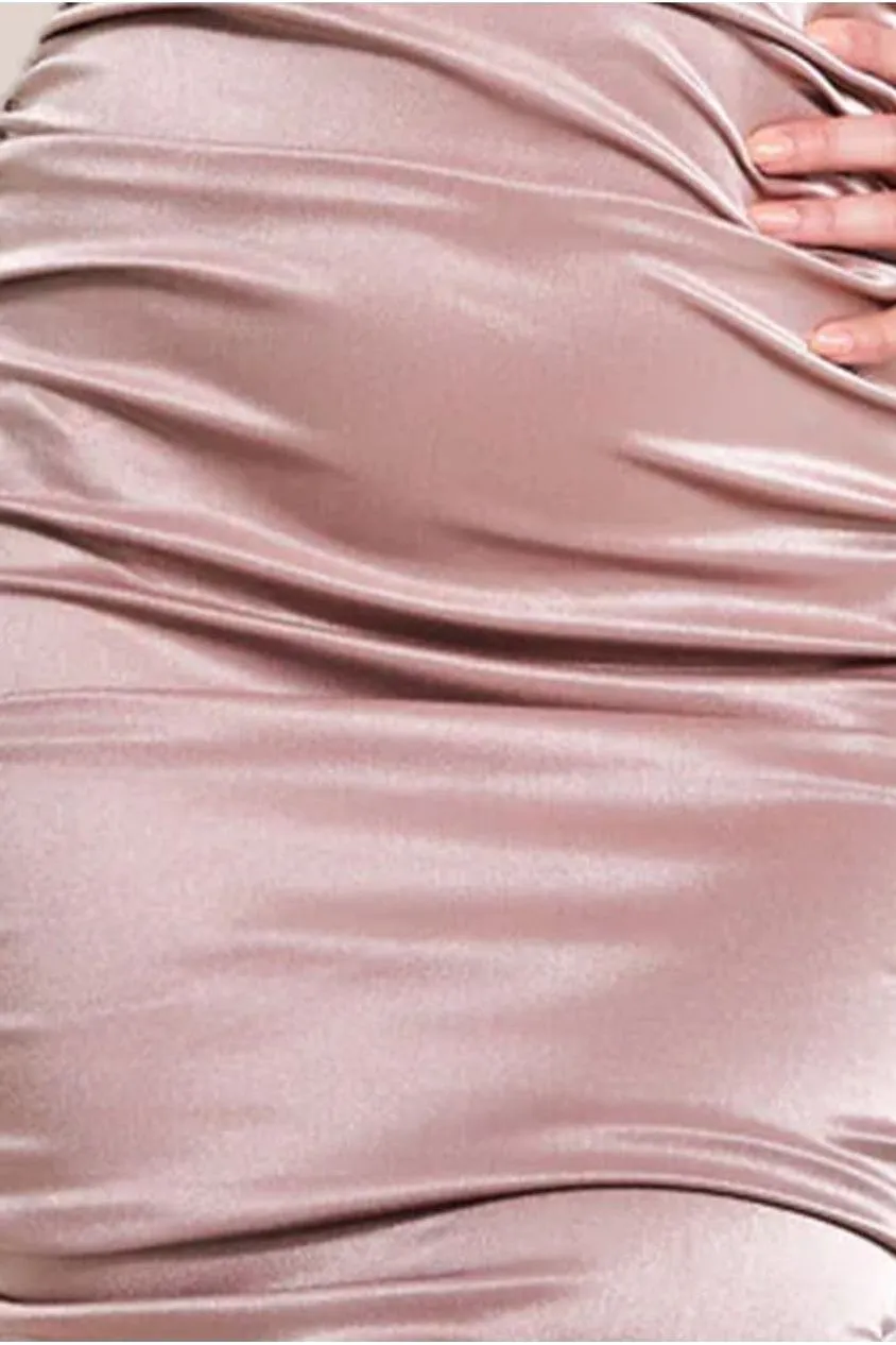Goddiva Ring Detail One Shoulder DR3548 abito midi champagne 12