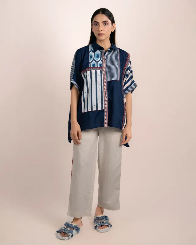 Our Dve Jojo Shirt camicia modal blu indaco