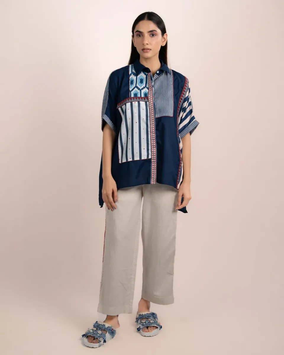 Our Dve Jojo Shirt camicia modal blu indaco