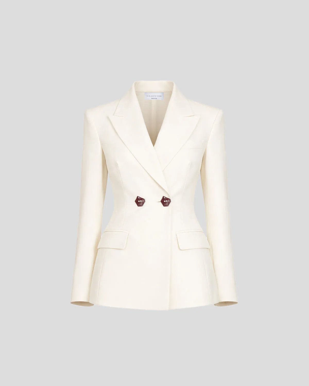 Violante Nessi Burri blazer avorio crepe lana doppiop
