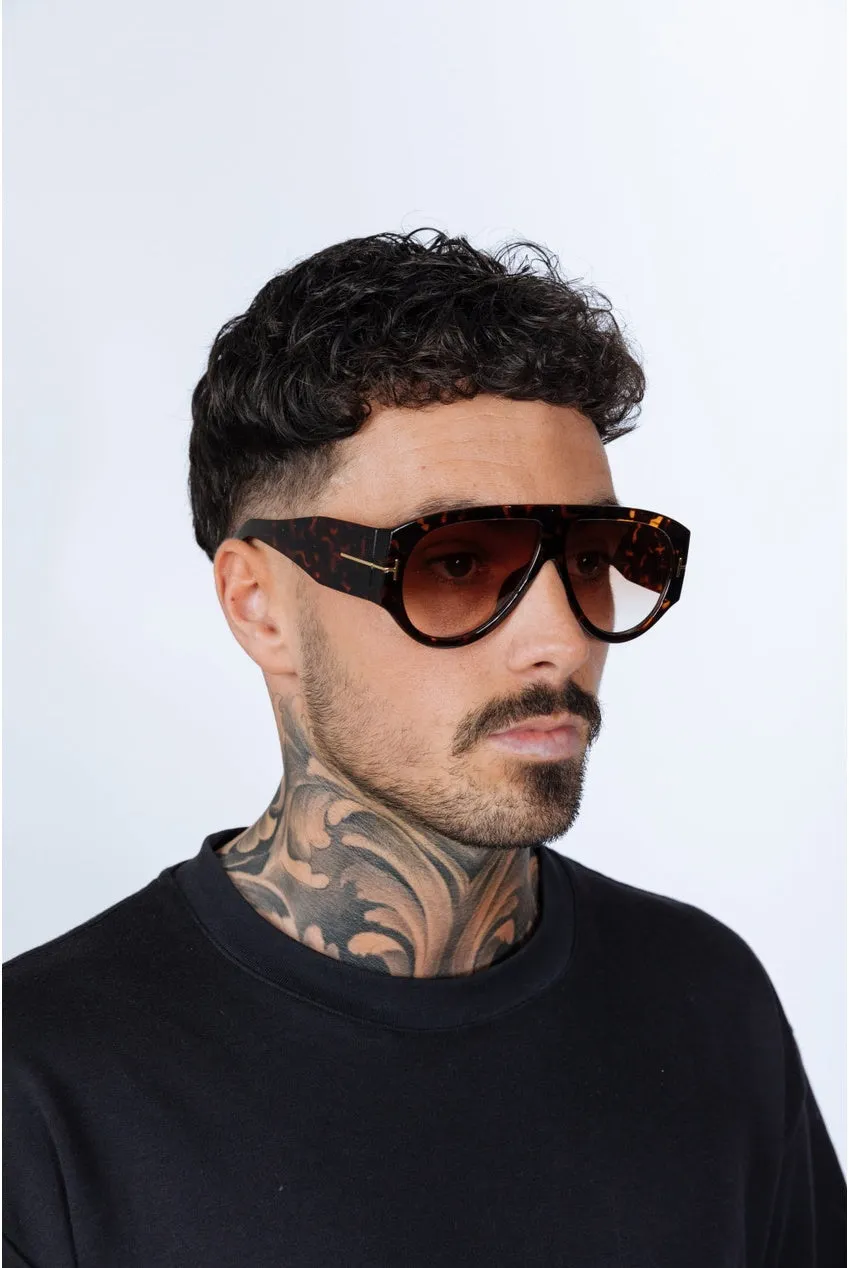 SVNX Rounded occhiali da sole tartaruga oversize UV400