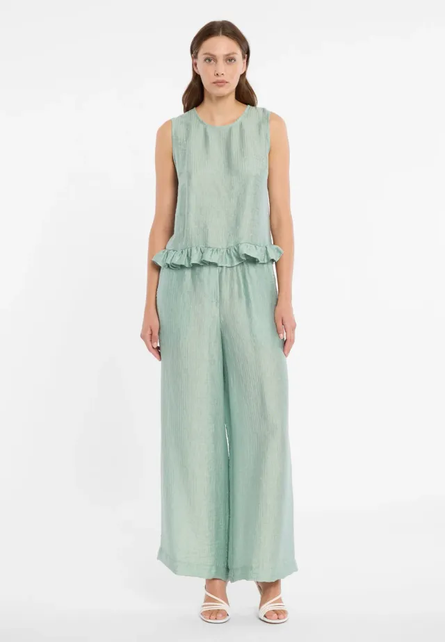 Ana Alcazar Dorell top peplum verde salvia