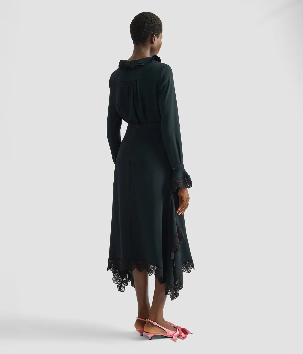 Erdem Cady Pencil Midi gonna nera pizzo