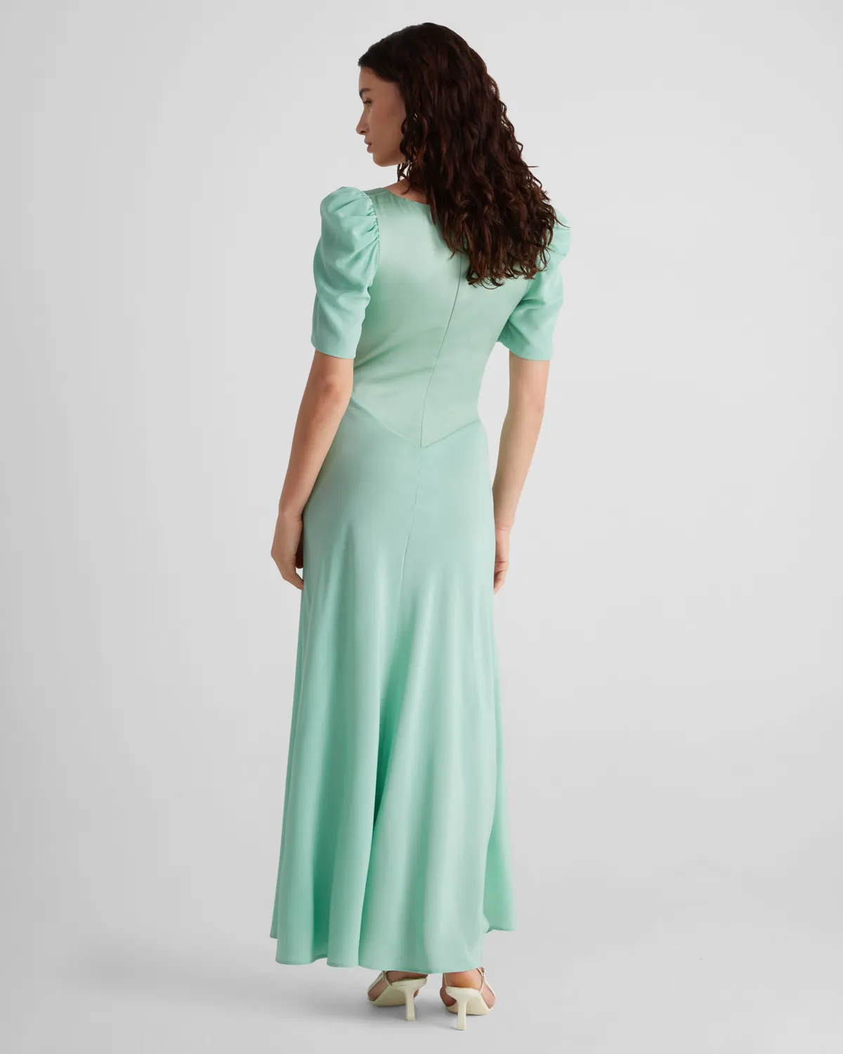 VIOLANTE NESSI Baccarat abito seta verde scollatura cuore