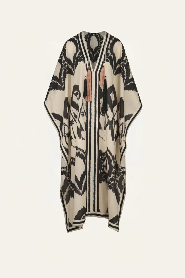 Johanna Ortiz Wind Of Palms tunica midi ecru cotone