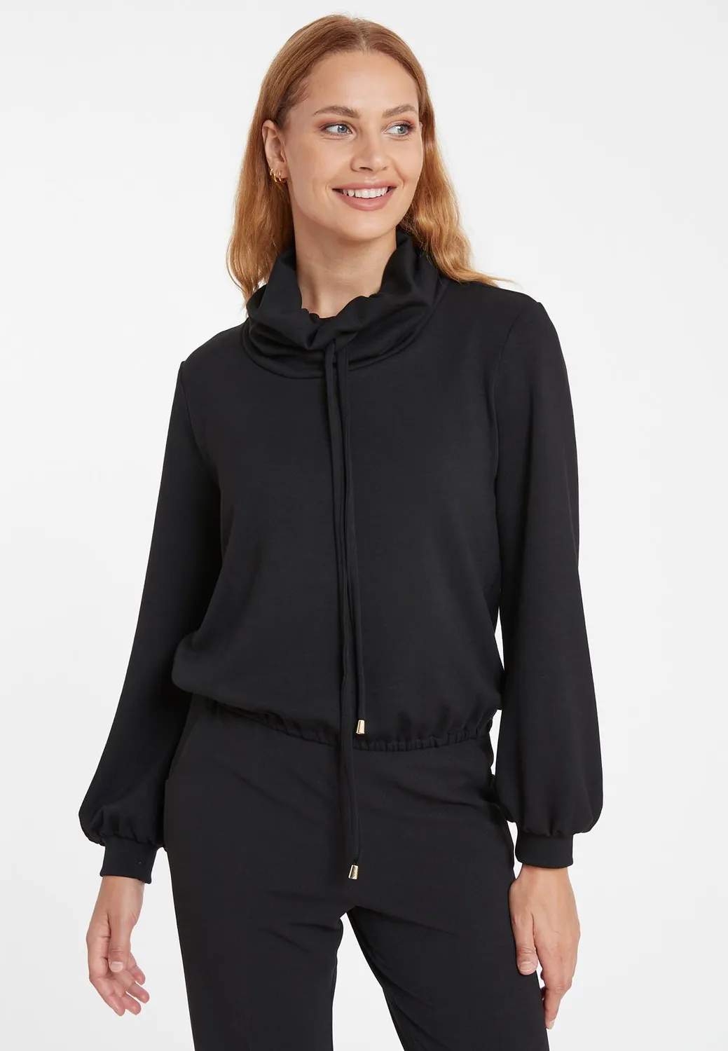 Ana Alcazar Selly top collo alto nero jersey