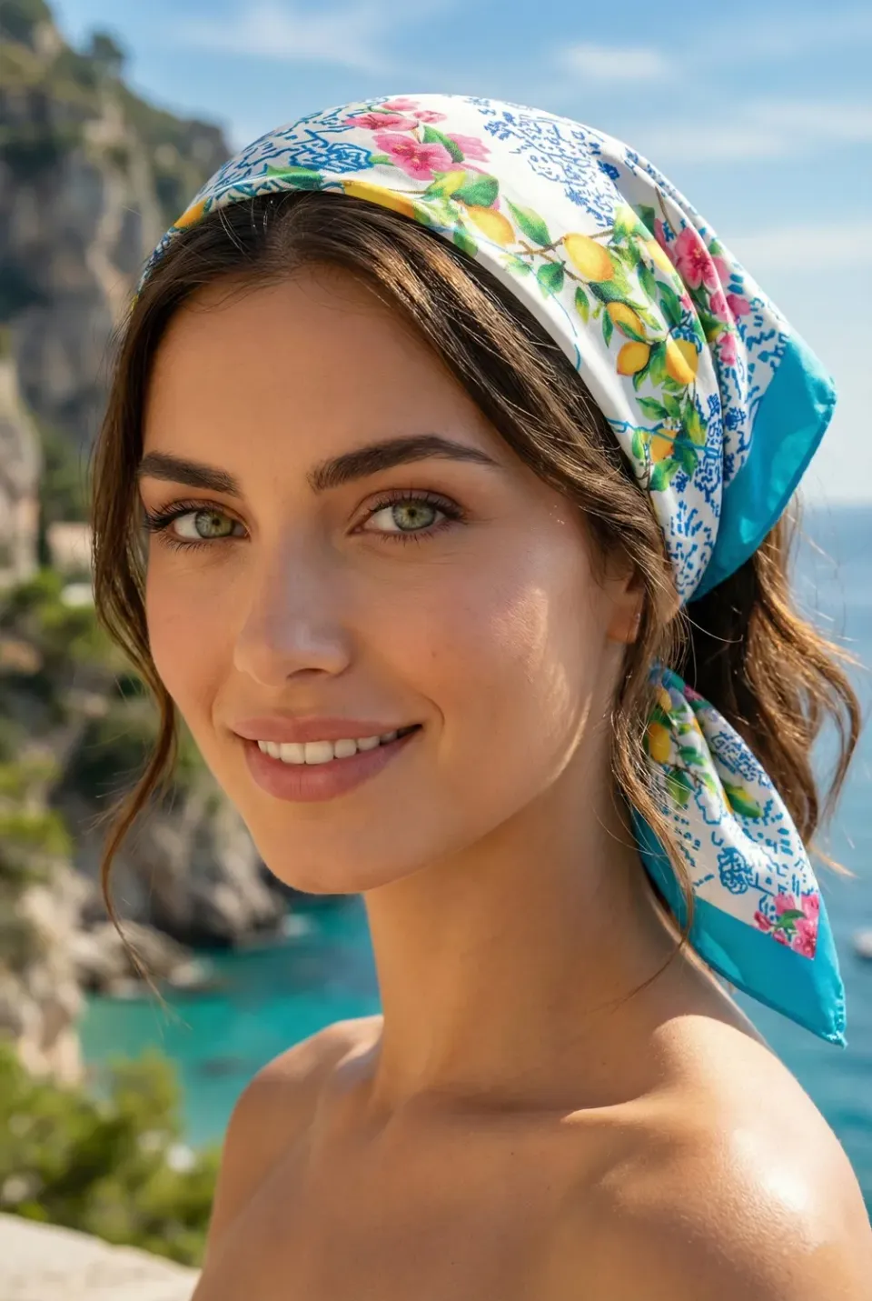 Antica Sartoria FW070 bandana turchese fantasia