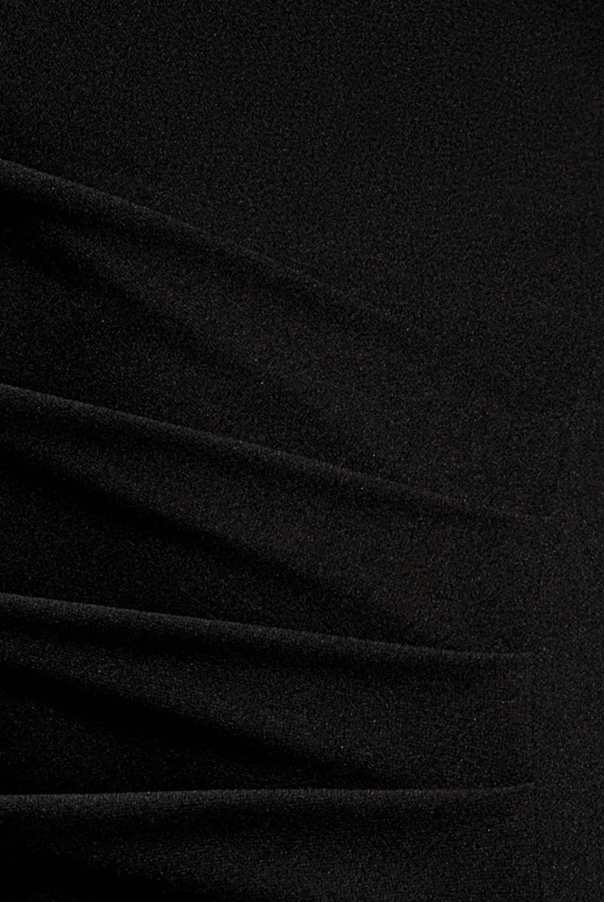 Goddiva Pleated Asymmetric abito maxi nero pieghe