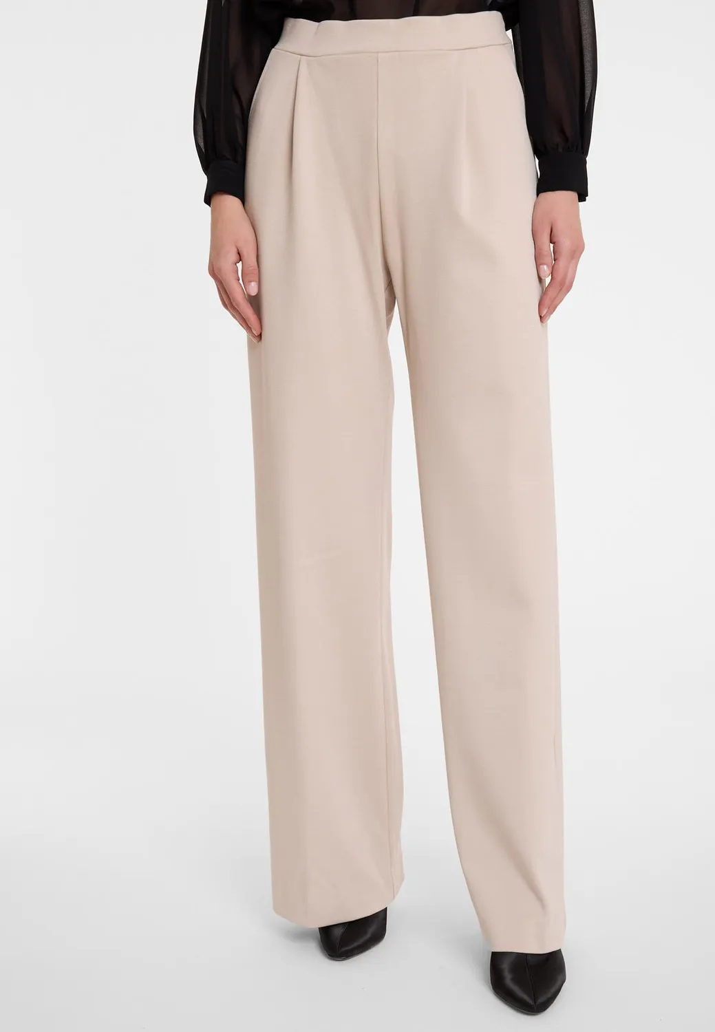 Ana Alcazar Aino pantaloni palazzo ecru pieghe