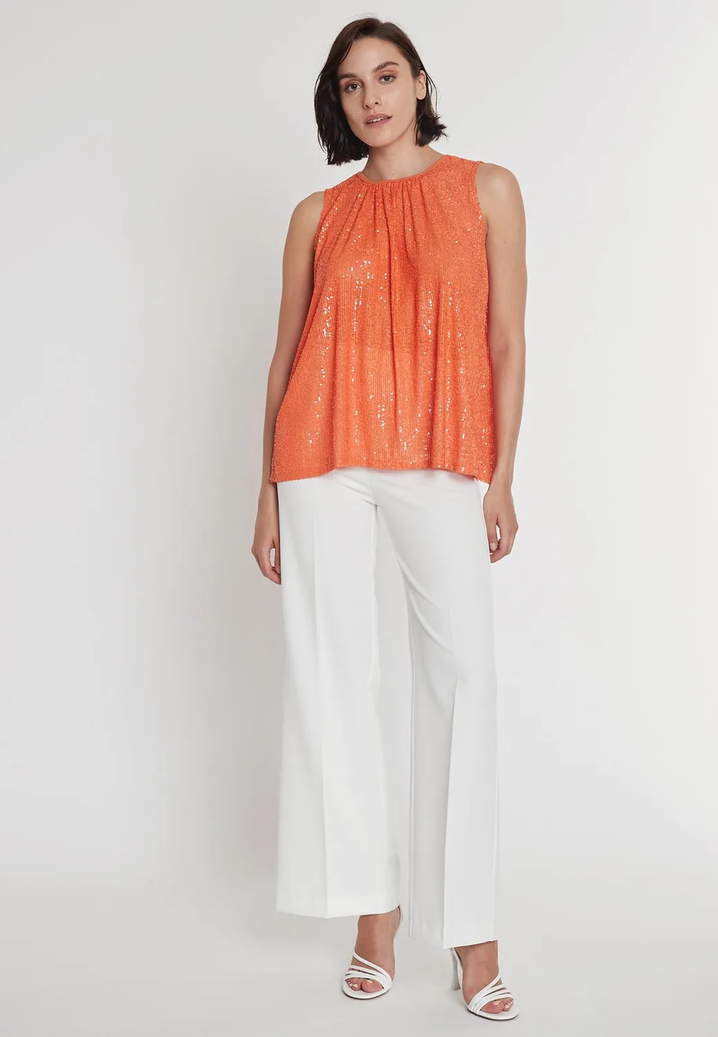 Ana Alcazar Paboly top paillettes albicocca