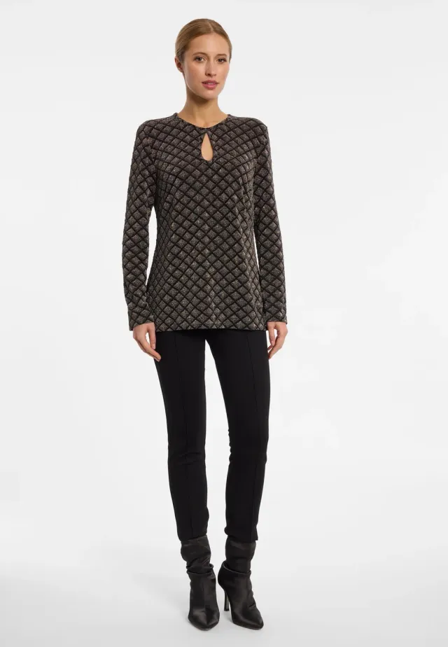 Ana Alcazar Enalor top lurex manica lunga nero
