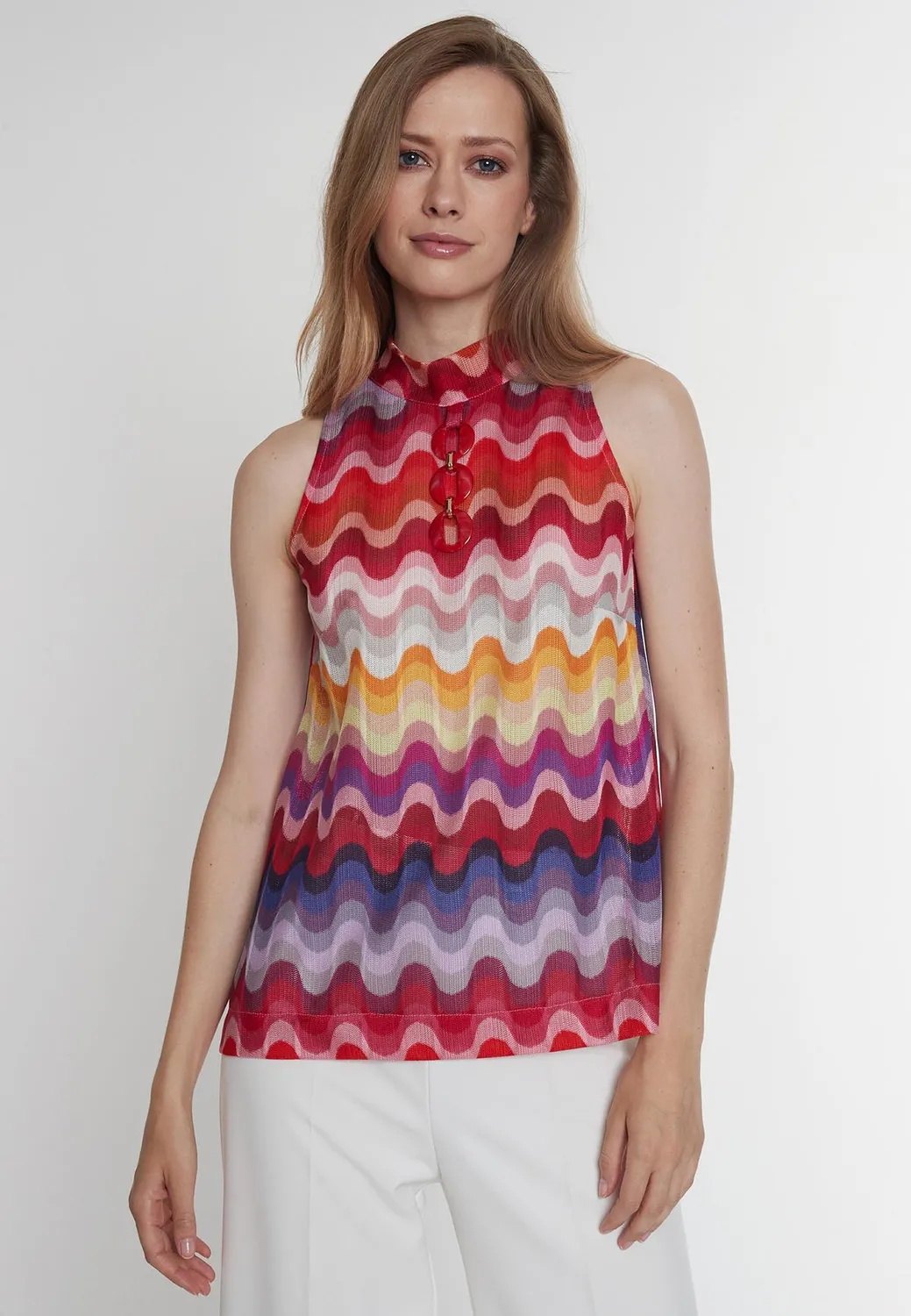 Ana Alcazar Piwya top in maglia traforata fantasia