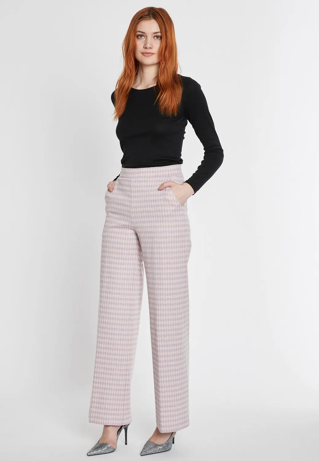 Ana Alcazar Sobera pantaloni palazzo pied-de-poule