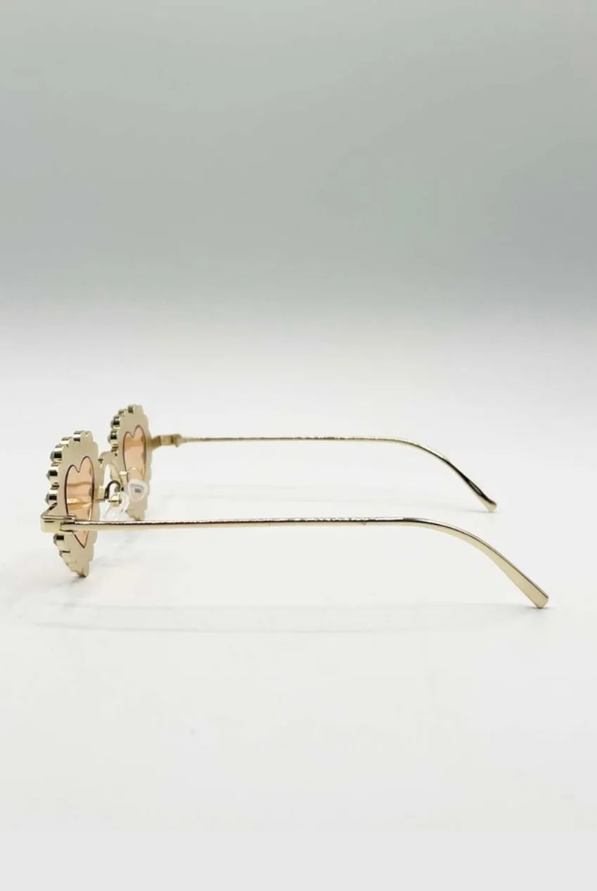 SVNX Heart Diamante occhiali da sole champagne oro