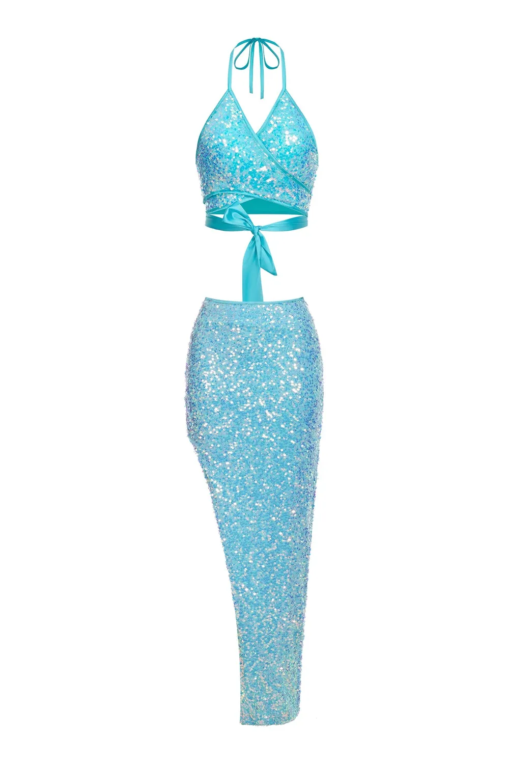 Bella Barnett Werko abito paillettes blu con spacco S