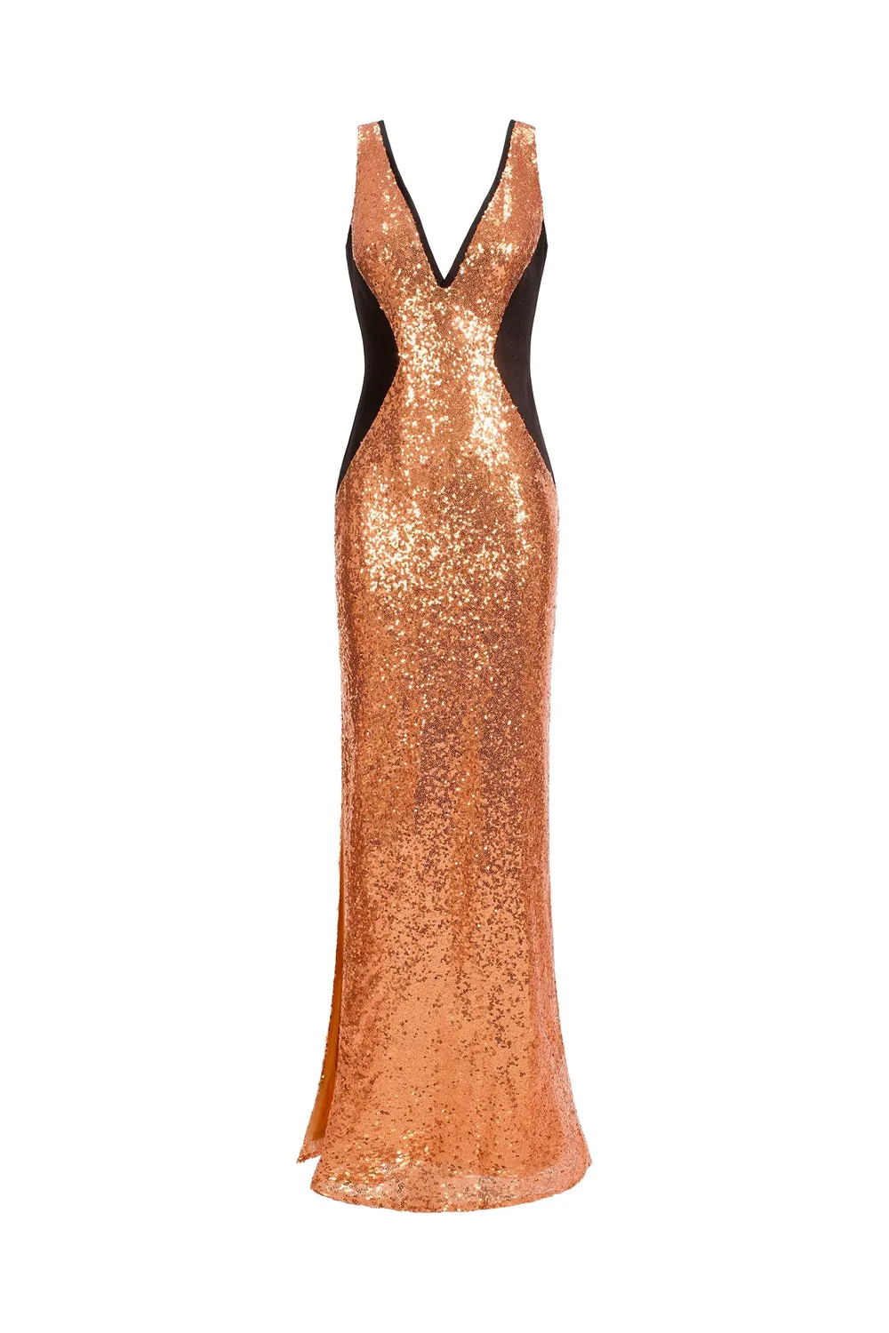 Bella Barnett Winifred abito maxi paillettes oro scollo V
